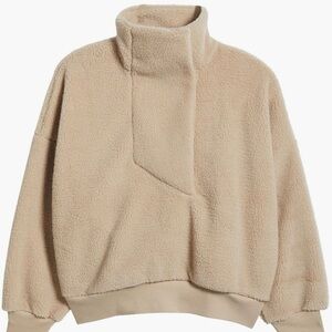 Zella Faux Shearling Funnel Neck Crop Pullover Size Small